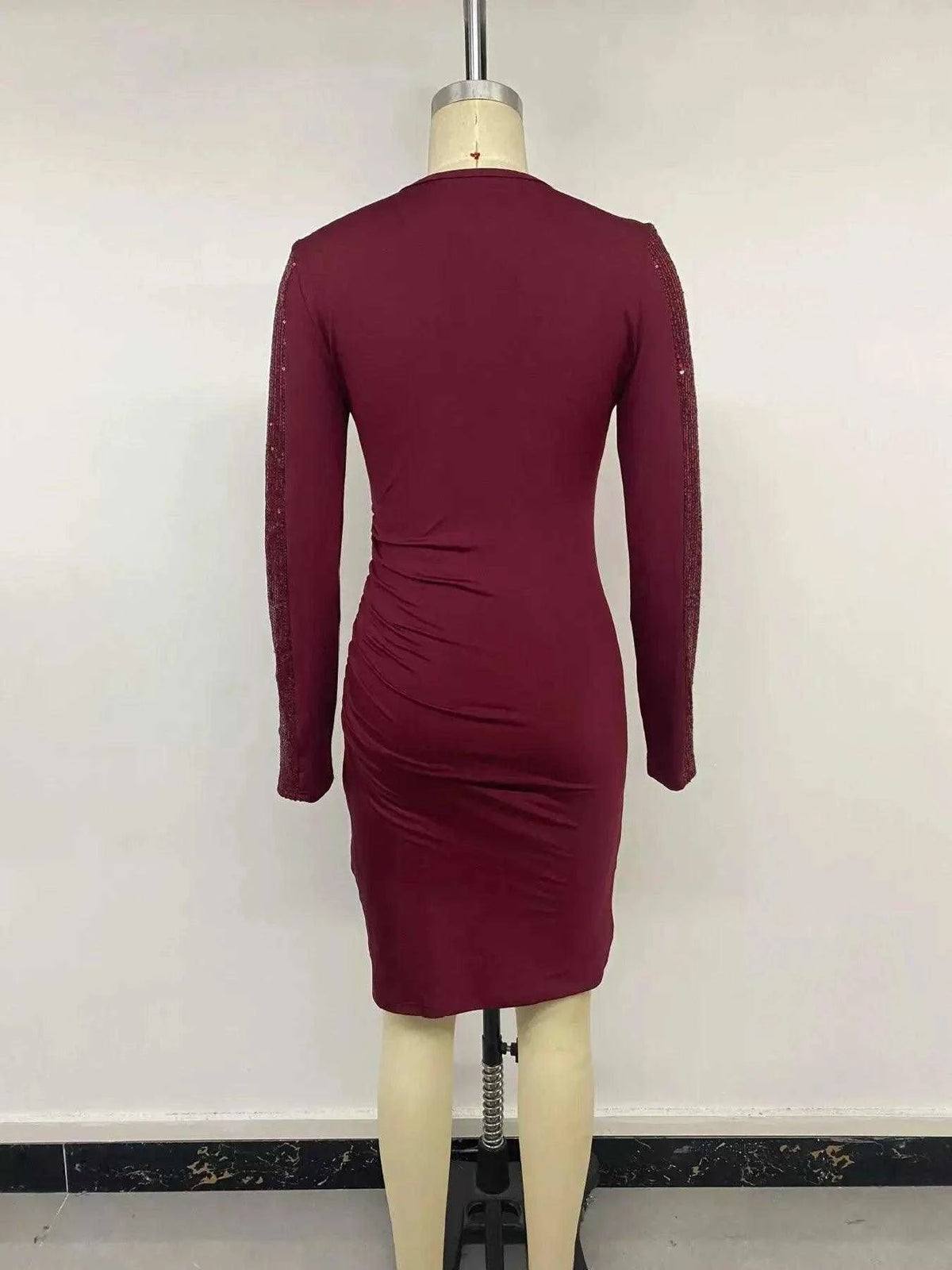 Long-Sleeve Sequin-Trimmed Bodycon Dress Luxe Curves Plus Size Fashion