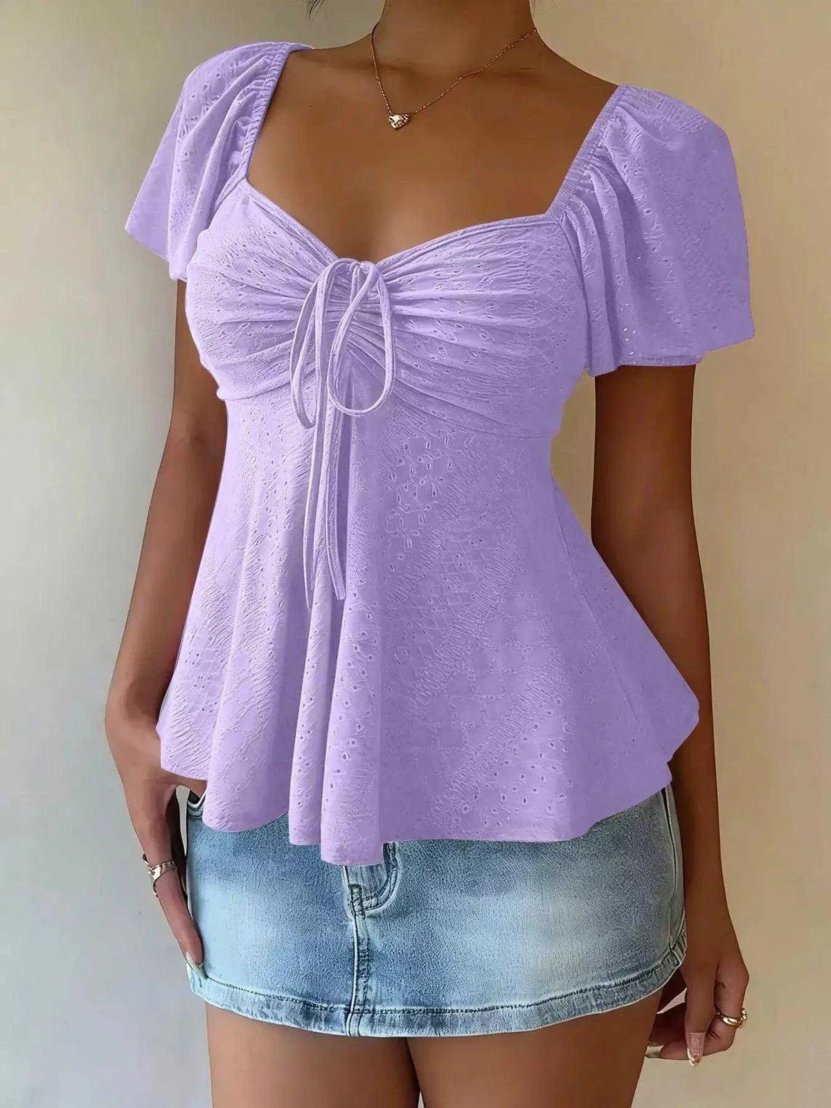 Sweetheart Neck Flutter Sleeve Top Luxe Curves Plus Size Fashion