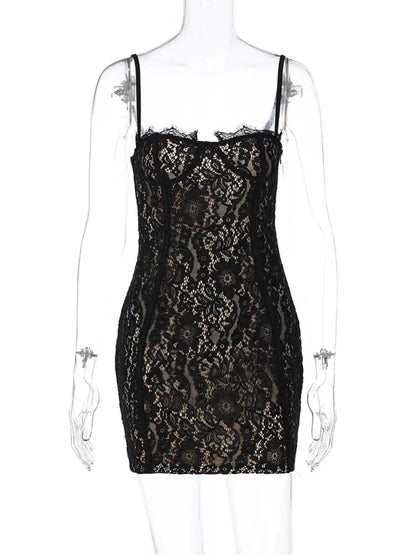 Lace Spaghetti Strap Mini Dress Luxe Curves Plus Size Fashion