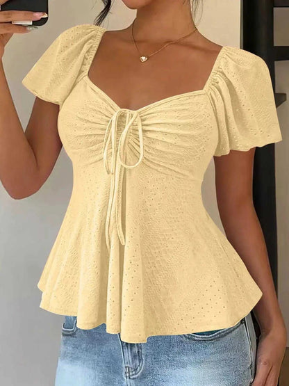 Sweetheart Neck Flutter Sleeve Top Luxe Curves Plus Size Fashion