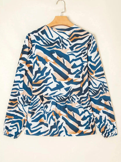 Zebra Print Tied Front Puff Sleeve Top Luxe Curves Plus Size Fashion