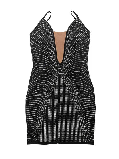 Rhinestone Spaghetti Strap Mini Dress Luxe Curves Plus Size Fashion