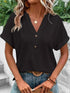 Notched Short Sleeve Top Luxe Curves Plus Size Fashion