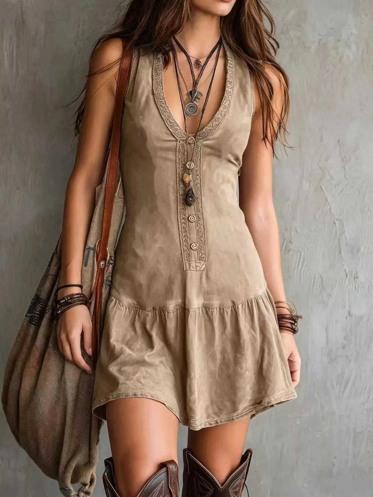Full Size Sleeveless V-Neck Mini Dress Plus Size Luxe Curves Plus Size Fashion