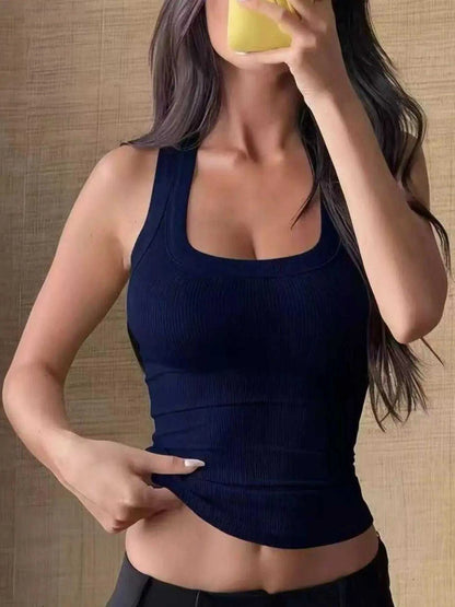 Ribbed Solid Color Tank Luxe Curves Plus Size Fashion