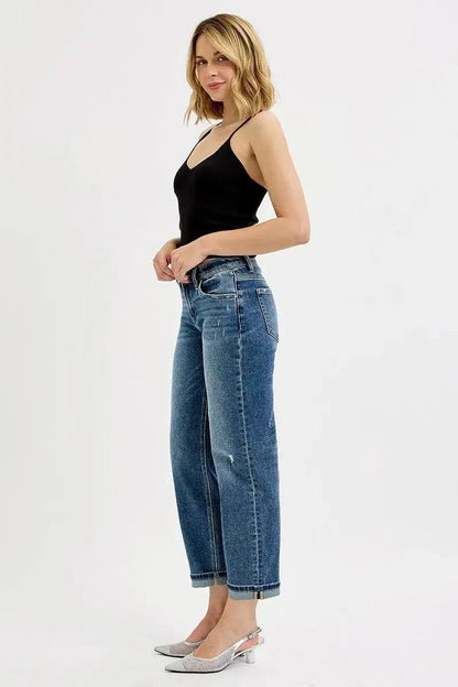 RISEN Full Size Low Rise Crop Boyfriend Jeans Plus Size Luxe Curves Plus Size Fashion