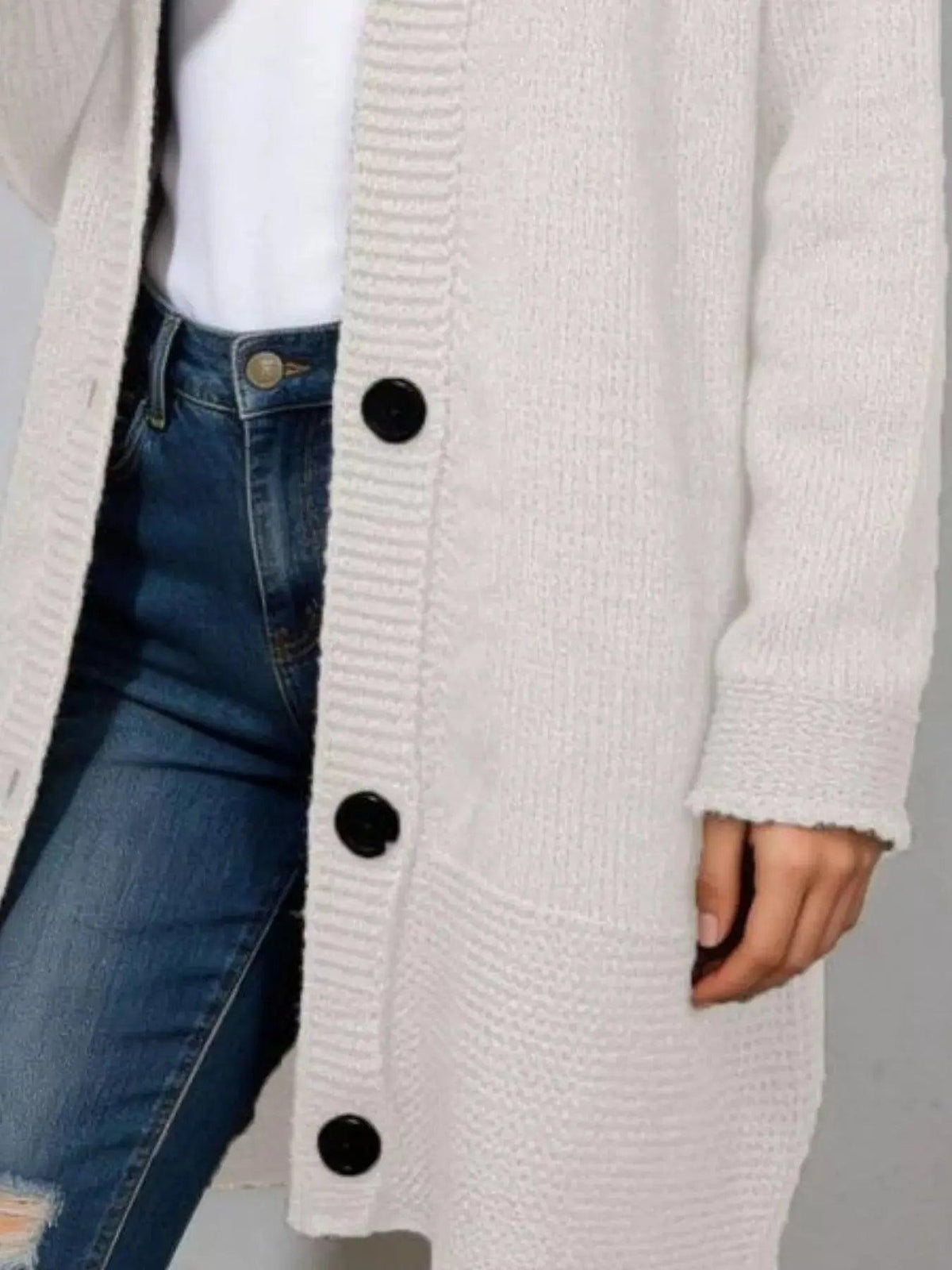 Full Size Casual Hooded Button-Down Knit Cardigan Plus Size Luxe Curves Plus Size Fashion