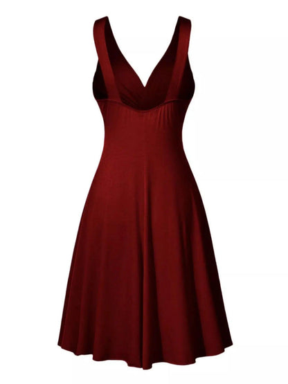 Full Size Twisted Sleeveless Ruched Waist A-Line Dress Plus Size Luxe Curves Plus Size Fashion