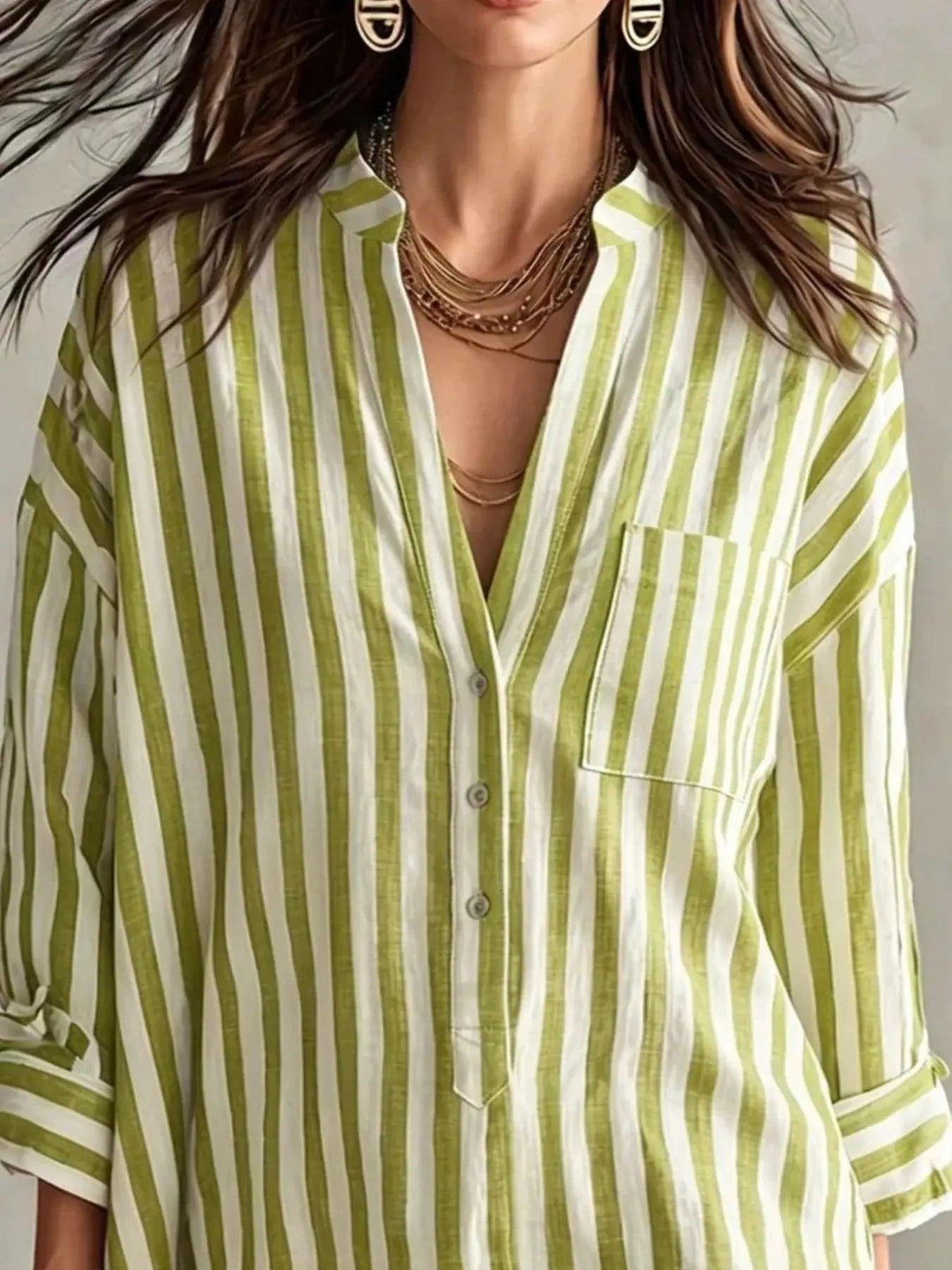 Full Size Striped Linen Shirt Mini Dress Plus Size Luxe Curves Plus Size Fashion