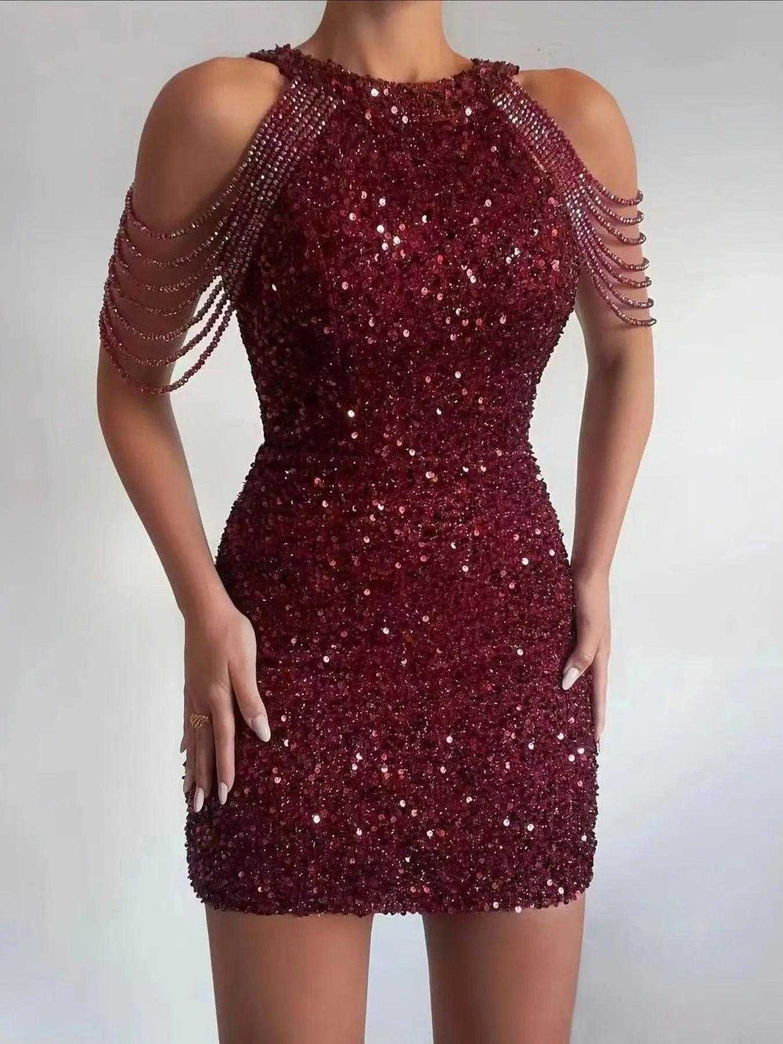Full Size Sequin Embellished Bodycon Mini Dress Plus Size Luxe Curves Plus Size Fashion