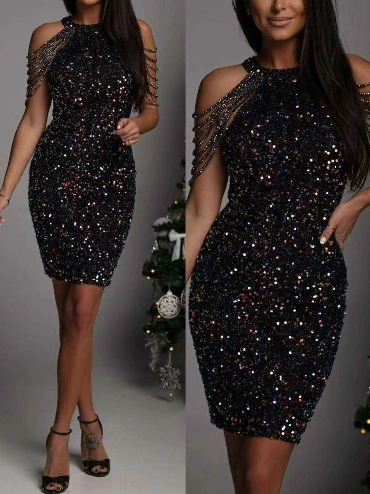 Full Size Sequin Embellished Bodycon Mini Dress Plus Size Luxe Curves Plus Size Fashion