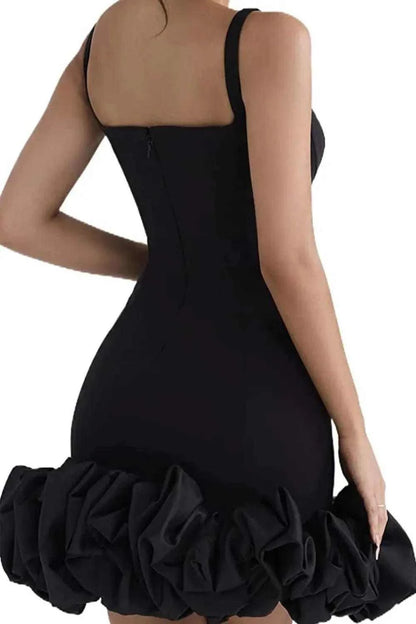 Ruched Square Neck Sleeve Mini Dress Luxe Curves Plus Size Fashion