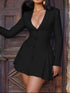 Button Down Blazer Pleated Mini Dress Luxe Curves Plus Size Fashion