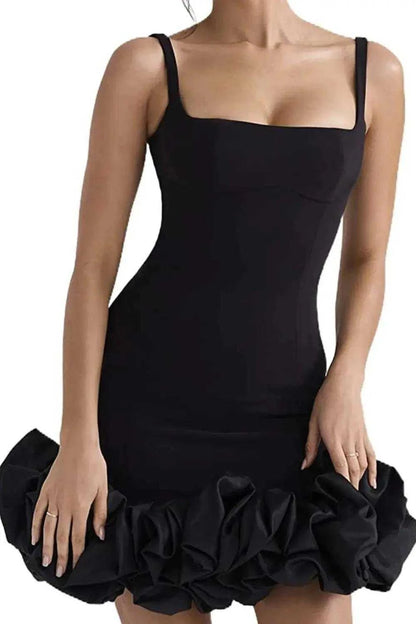 Ruched Square Neck Sleeve Mini Dress Luxe Curves Plus Size Fashion