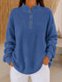 Full Size Waffle Knit Button Detail Sweatshirt Plus Size Luxe Curves Plus Size Fashion