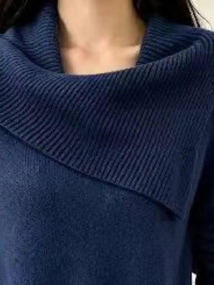 Full Size Asymmetric Ribbed Collar Sweater Plus Size Luxe Curves Plus Size Fashion