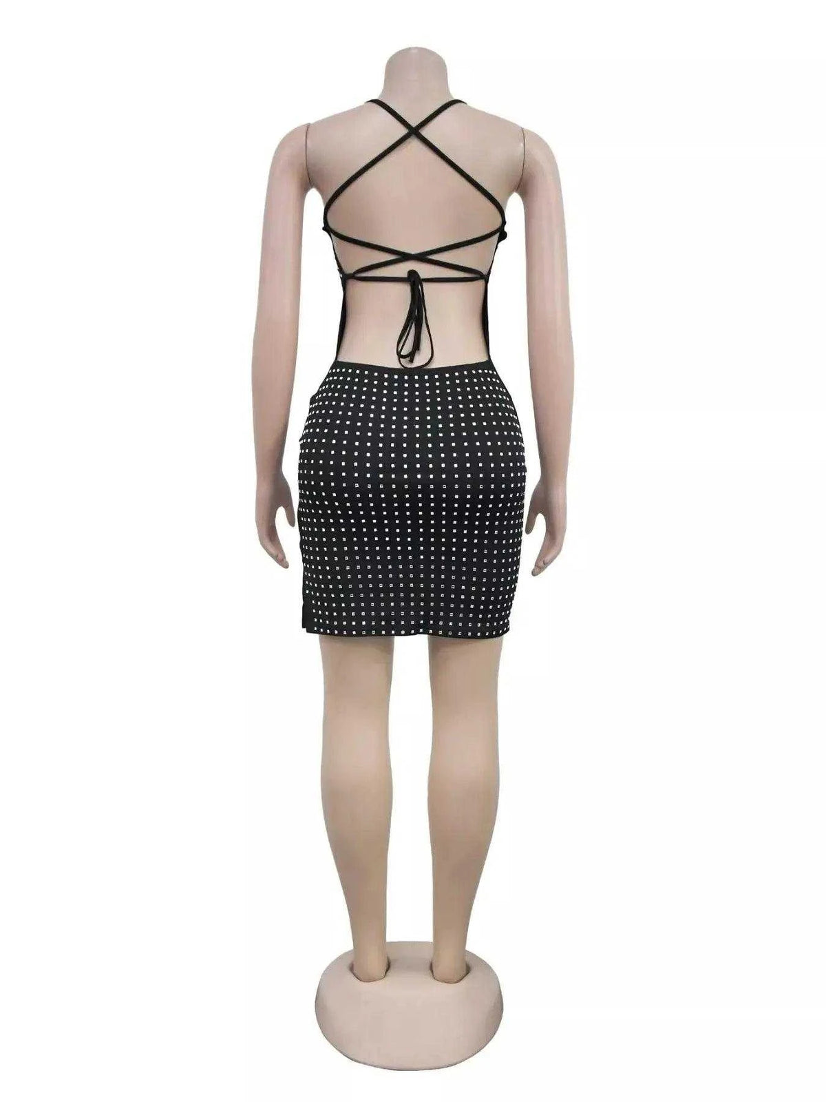 Rhinestone Embellished Bodycon Mini Dress Luxe Curves Plus Size Fashion