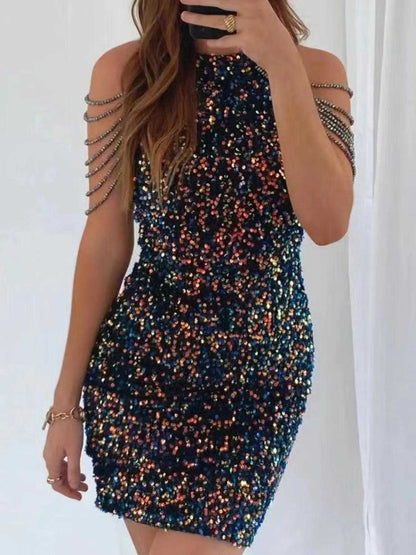 Full Size Sequin Embellished Bodycon Mini Dress Plus Size Luxe Curves Plus Size Fashion