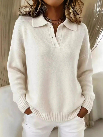 Full Size Button Detail Dropped Shoulder Sweater Plus Size Luxe Curves Plus Size Fashion