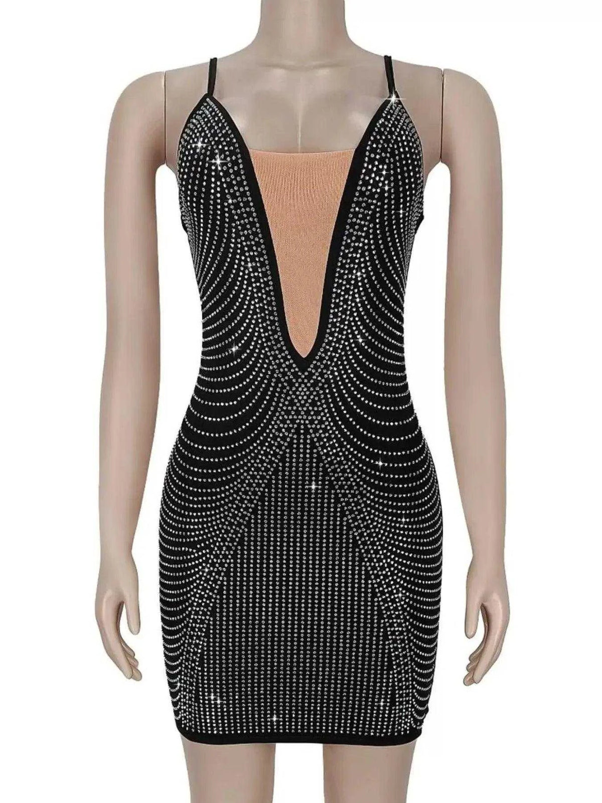 Rhinestone Spaghetti Strap Mini Dress Luxe Curves Plus Size Fashion
