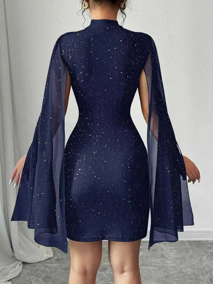 Cutout Bodycon Mini Dress with Cape Sleeves Luxe Curves Plus Size Fashion