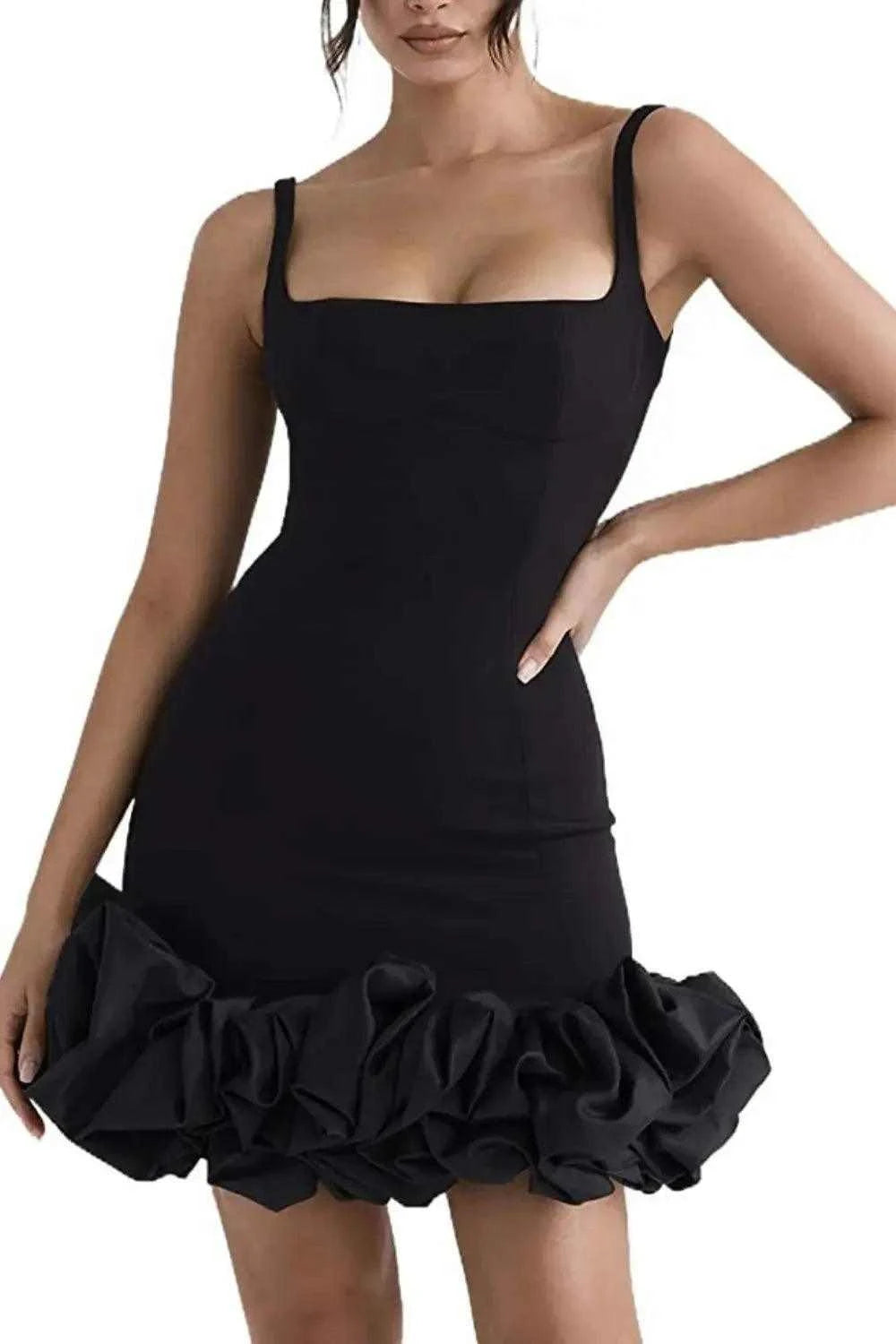Ruched Square Neck Sleeve Mini Dress Luxe Curves Plus Size Fashion