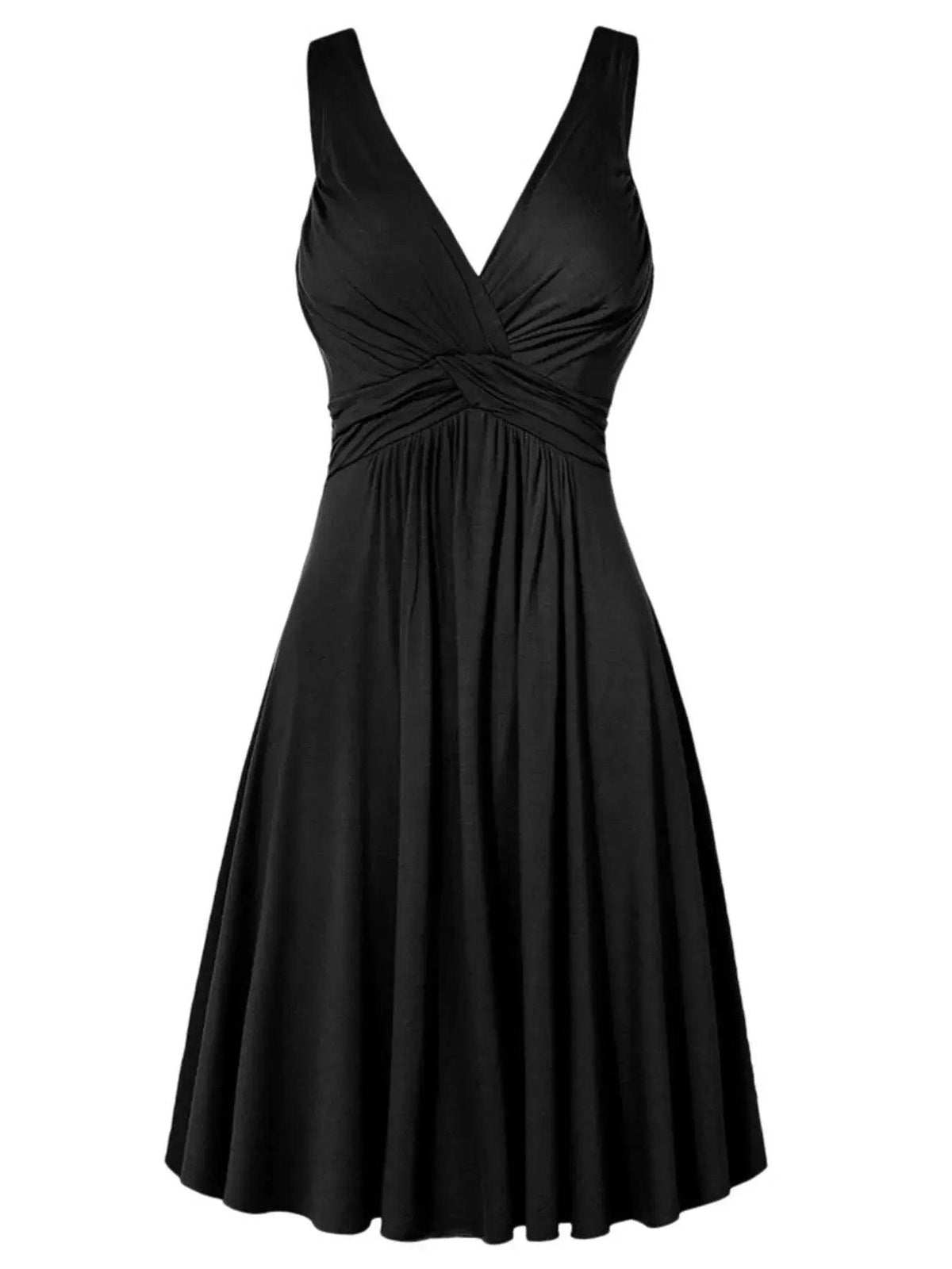 Full Size Twisted Sleeveless Ruched Waist A-Line Dress Plus Size Luxe Curves Plus Size Fashion