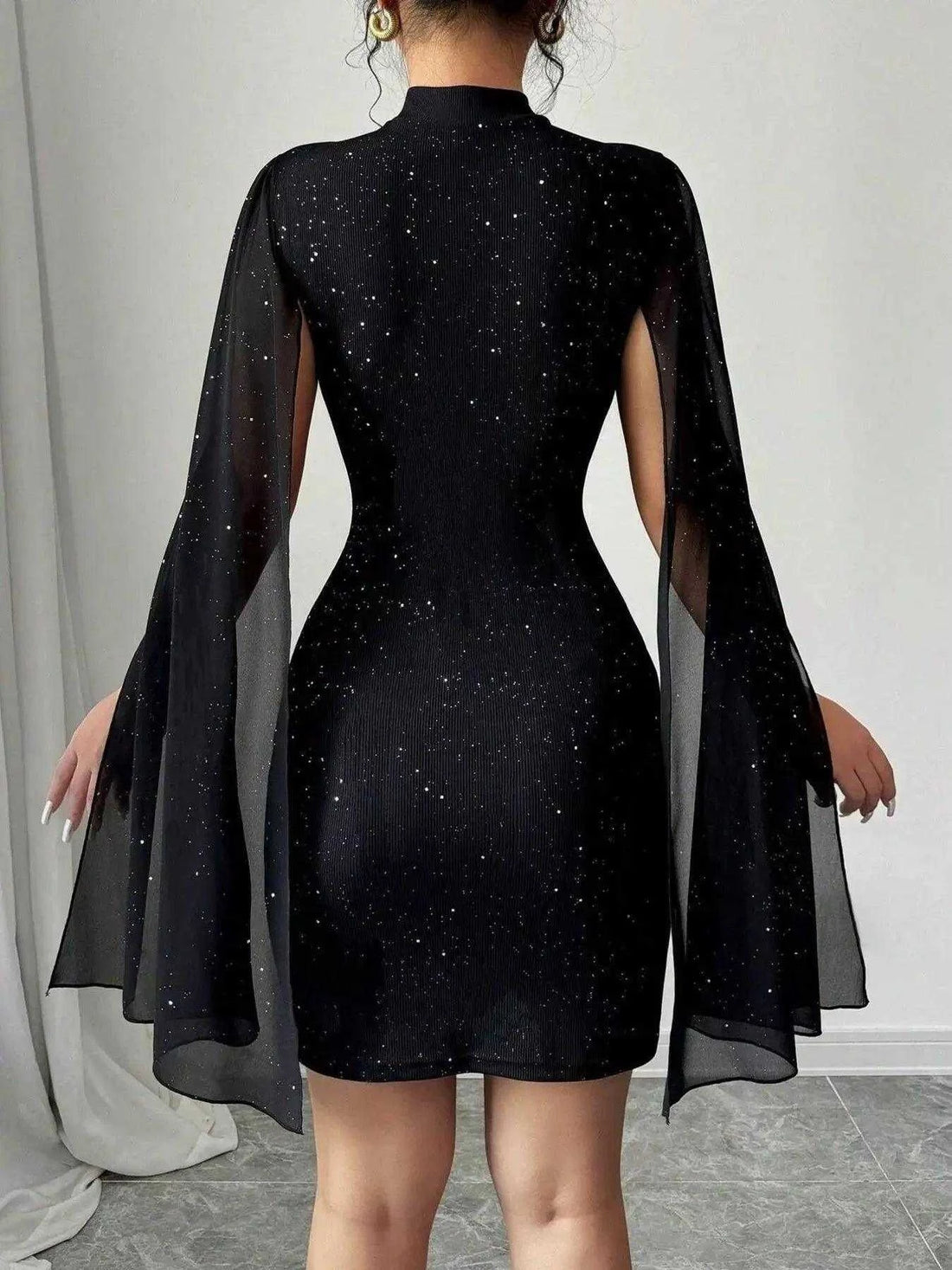 Cutout Bodycon Mini Dress with Cape Sleeves Luxe Curves Plus Size Fashion
