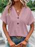 Notched Short Sleeve Top Luxe Curves Plus Size Fashion