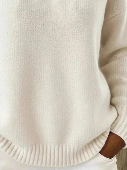 Full Size Button Detail Dropped Shoulder Sweater Plus Size Luxe Curves Plus Size Fashion