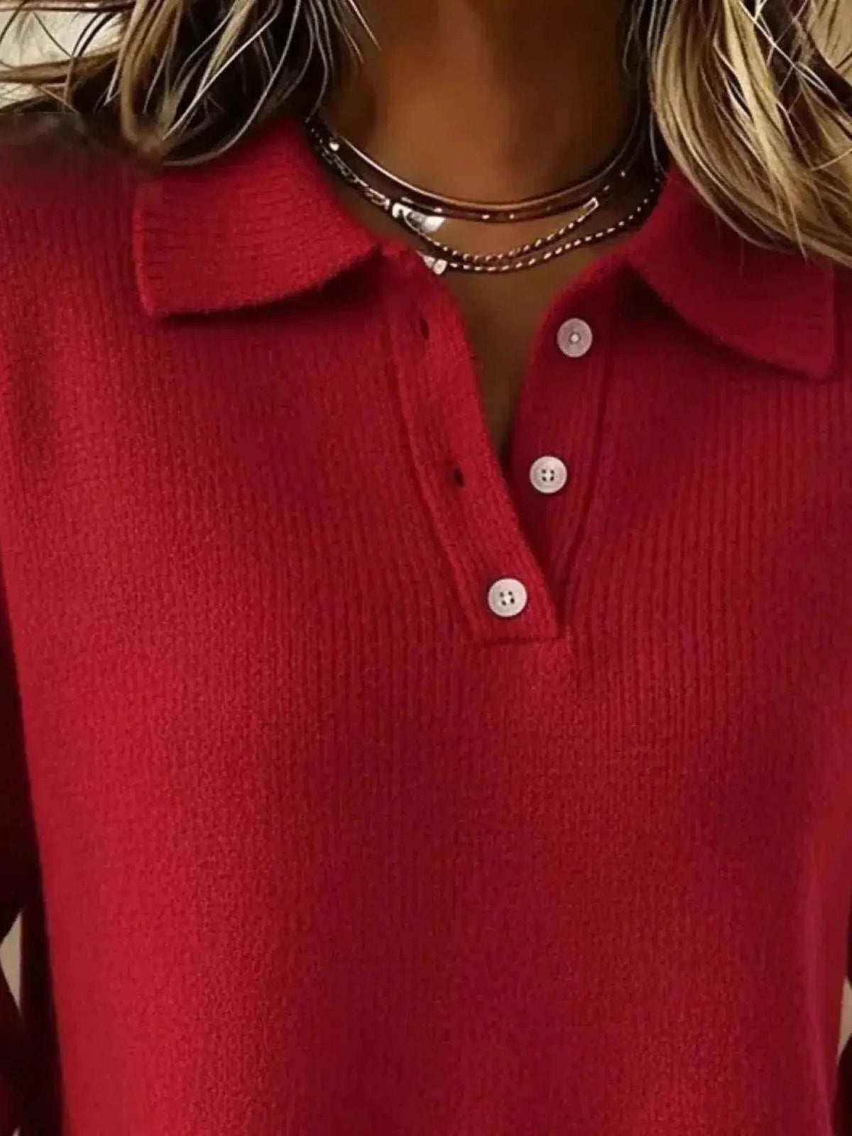 Full Size Button Detail Dropped Shoulder Sweater Plus Size Luxe Curves Plus Size Fashion