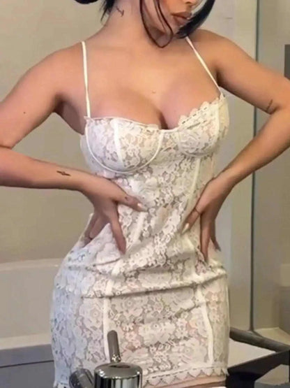 Lace Spaghetti Strap Mini Dress Luxe Curves Plus Size Fashion