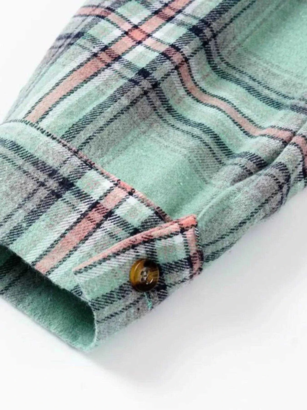 Plaid Button-Up Hooded Shirt with Chest Pocket Luxe Curves Plus Size Fashion
