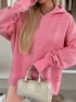 Striped Oversized Hoodie in pink and white striped cotton, with hood, drawstring and kangaroo pocket