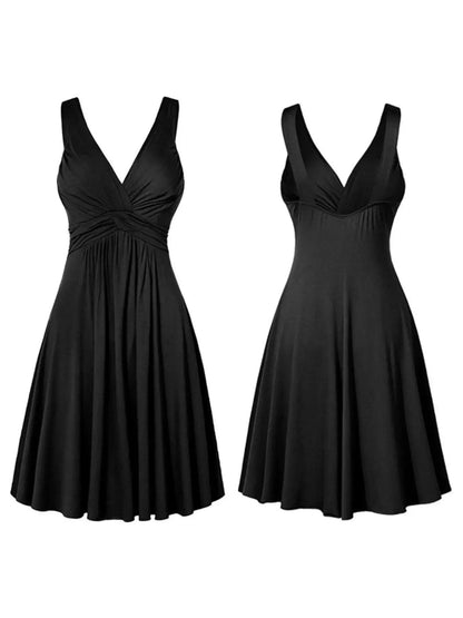 Full Size Twisted Sleeveless Ruched Waist A-Line Dress Plus Size Luxe Curves Plus Size Fashion