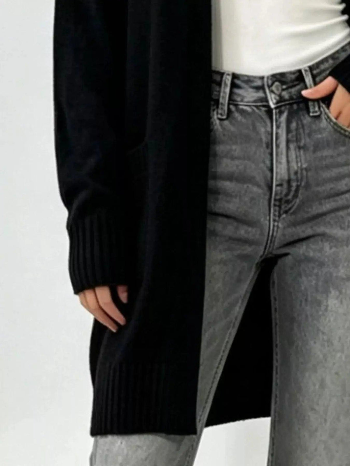 Full Size Open-Front Longline Knit Cardigan Plus Size Luxe Curves Plus Size Fashion