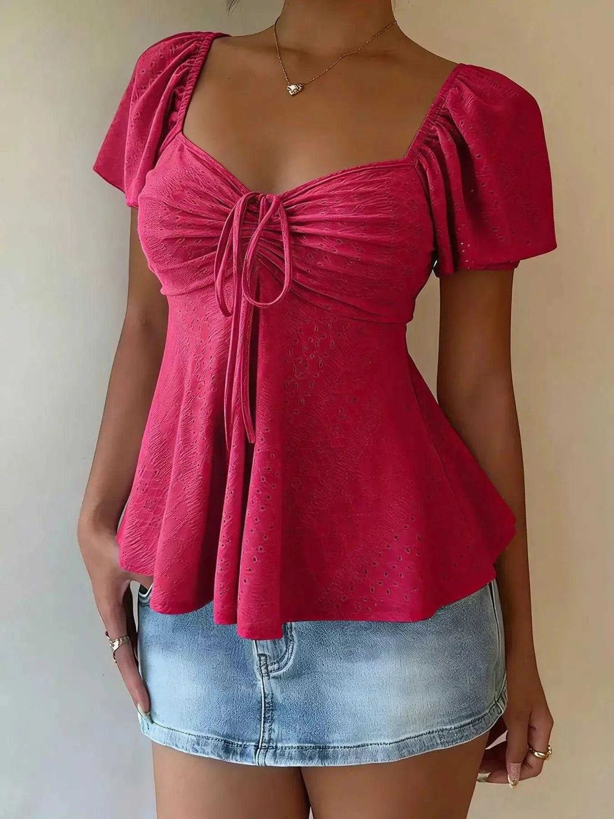 Sweetheart Neck Flutter Sleeve Top Luxe Curves Plus Size Fashion