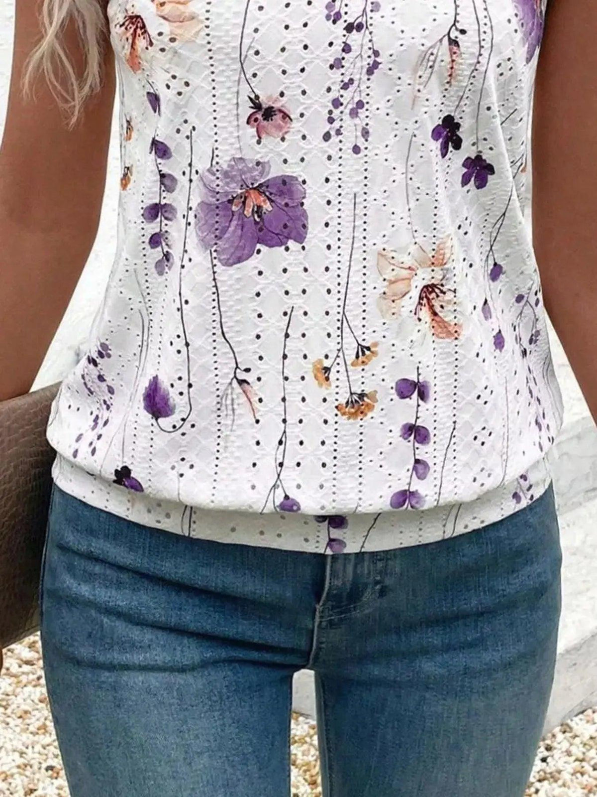 Floral Print V-Neck Casual Cami Luxe Curves Plus Size Fashion