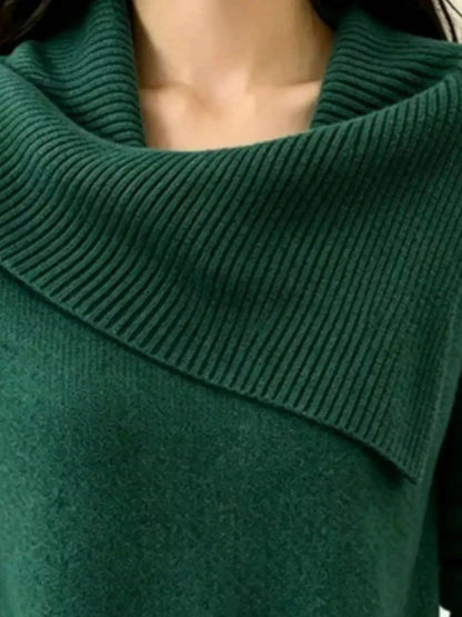Full Size Asymmetric Ribbed Collar Sweater Plus Size Luxe Curves Plus Size Fashion