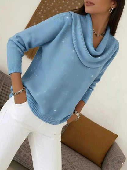 Full Size Solid Color Cowl Neck Sweater Plus Size Luxe Curves Plus Size Fashion