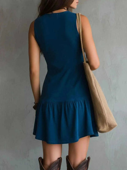 Full Size Sleeveless V-Neck Mini Dress Plus Size Luxe Curves Plus Size Fashion