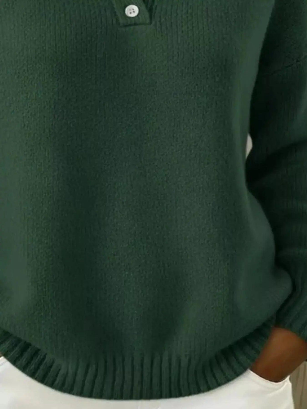 Full Size Button Detail Dropped Shoulder Sweater Plus Size Luxe Curves Plus Size Fashion
