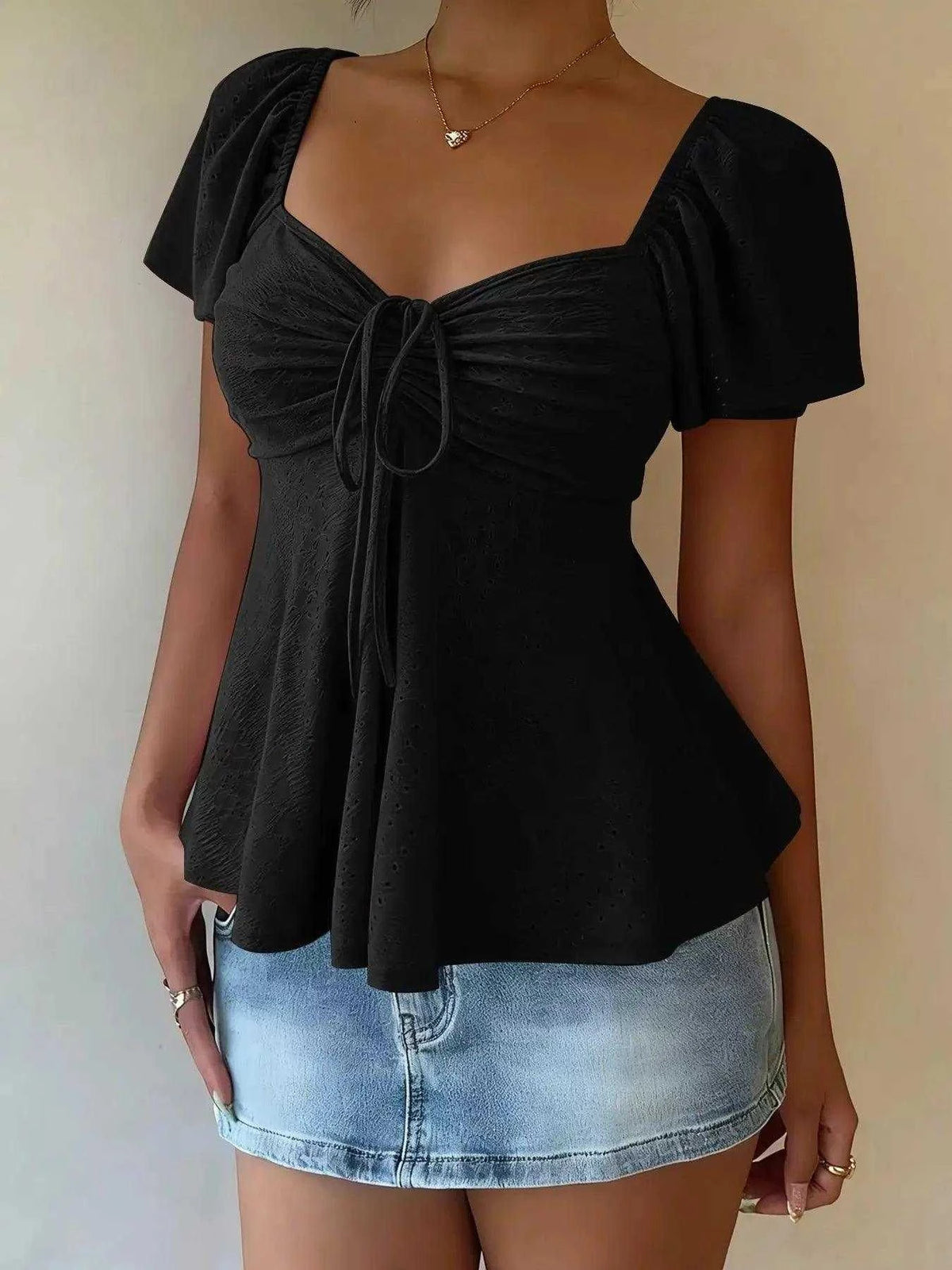 Sweetheart Neck Flutter Sleeve Top Luxe Curves Plus Size Fashion