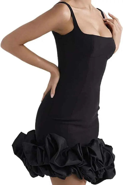 Ruched Square Neck Sleeve Mini Dress Luxe Curves Plus Size Fashion