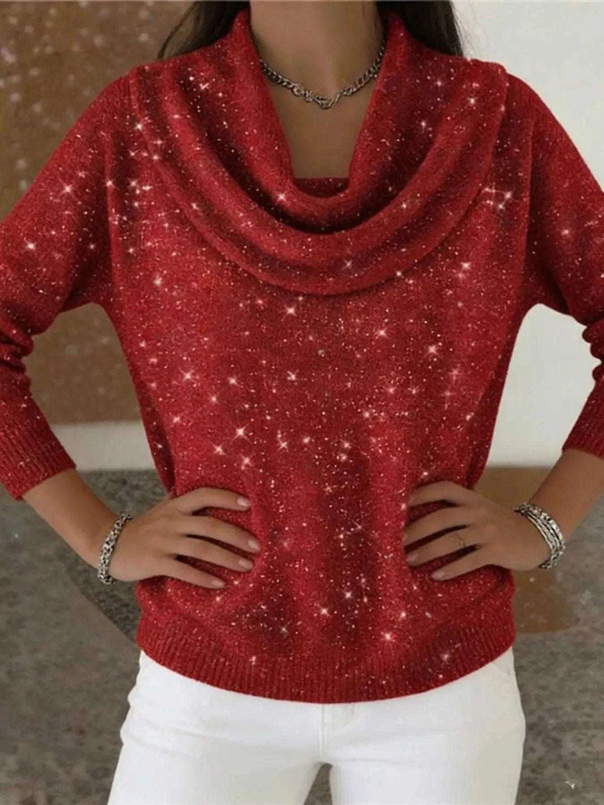 Full Size Solid Color Cowl Neck Sweater Plus Size Luxe Curves Plus Size Fashion