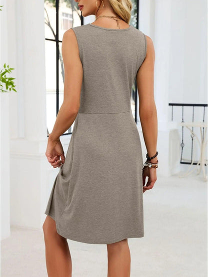 Sleeveless Twist Knot Front Casual Dress Luxe Curves Plus Size Fashion