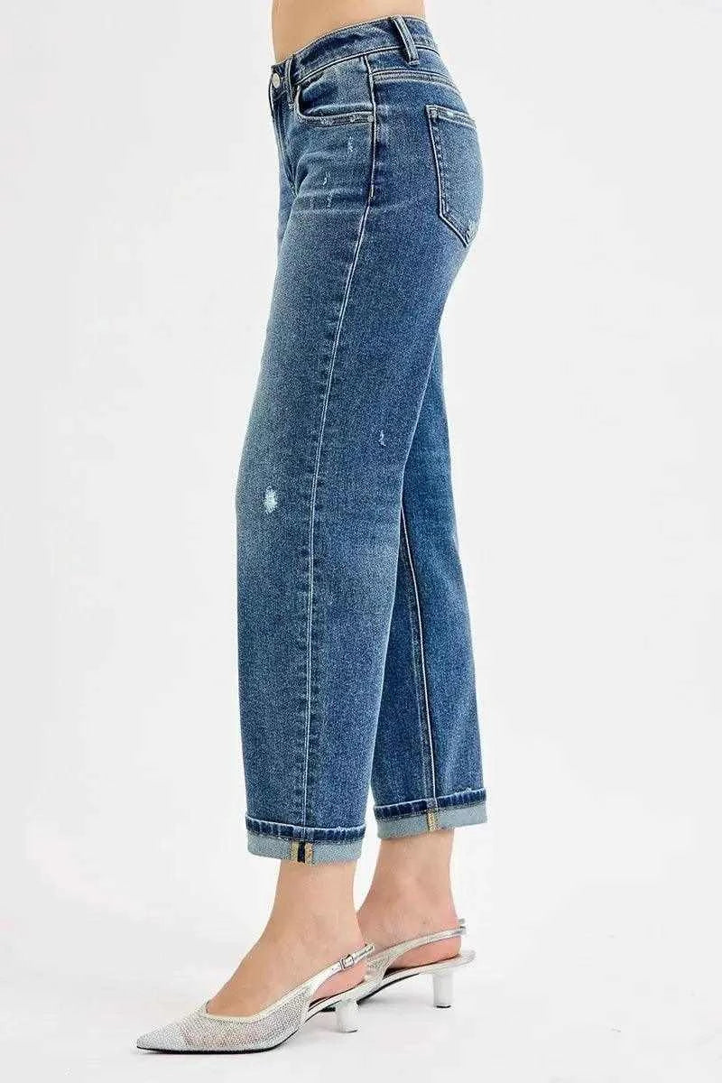 RISEN Full Size Low Rise Crop Boyfriend Jeans Plus Size Luxe Curves Plus Size Fashion