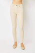 Garment Dyed Tummy Control Skinny Jeans in cream denim with a high-rise waist and slim, ankle-length fit