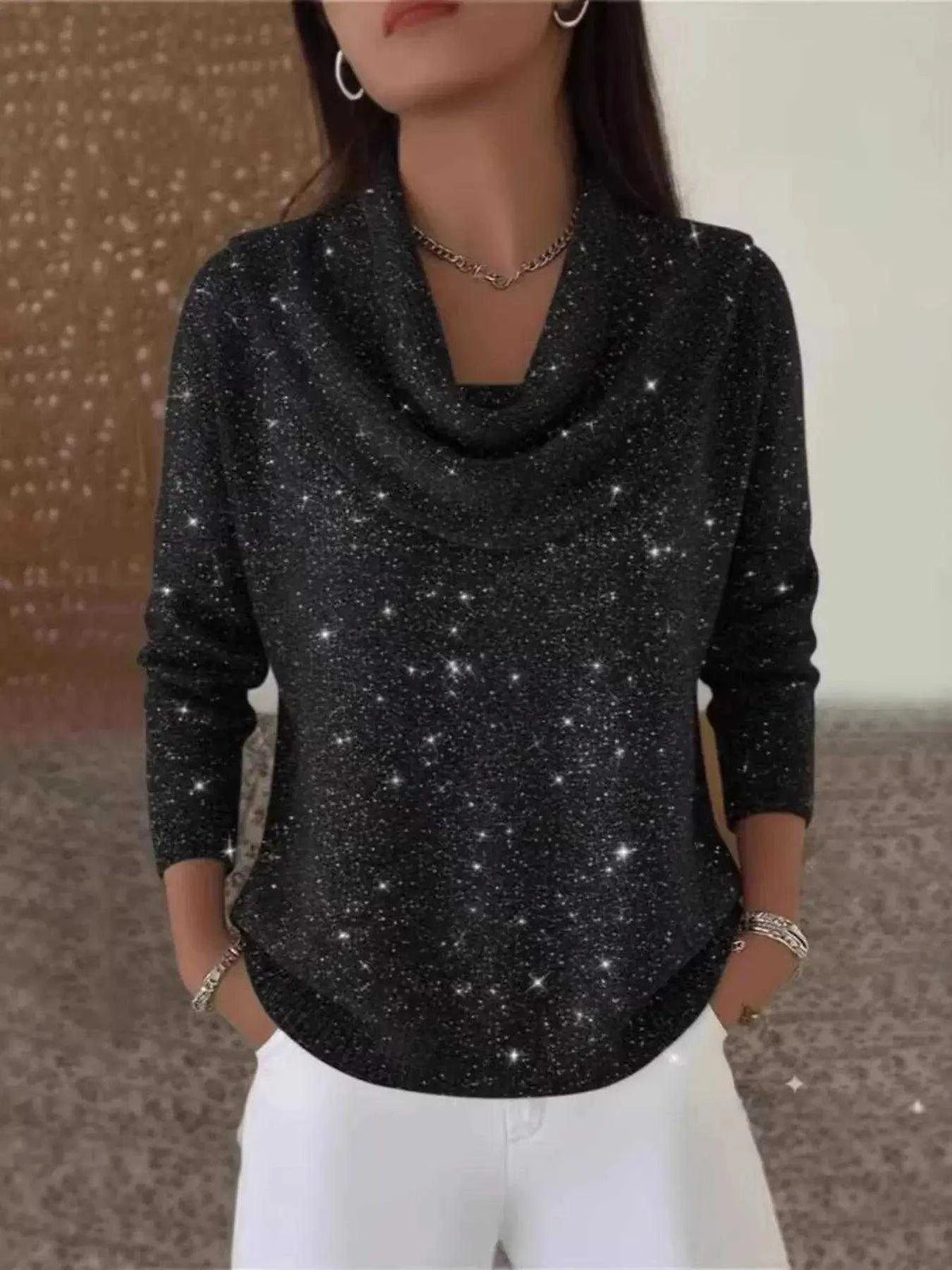 Full Size Solid Color Cowl Neck Sweater Plus Size Luxe Curves Plus Size Fashion