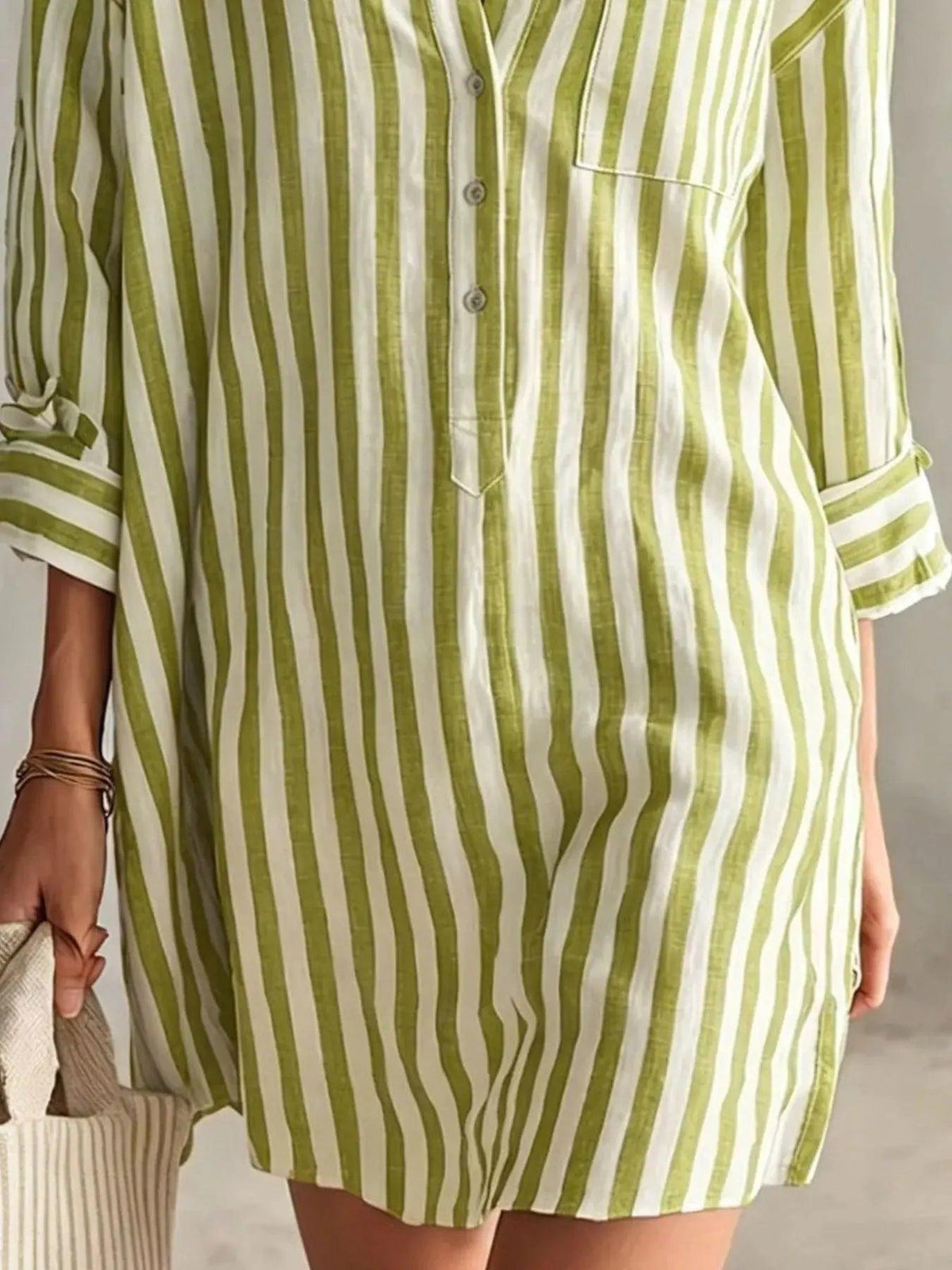 Full Size Striped Linen Shirt Mini Dress Plus Size Luxe Curves Plus Size Fashion